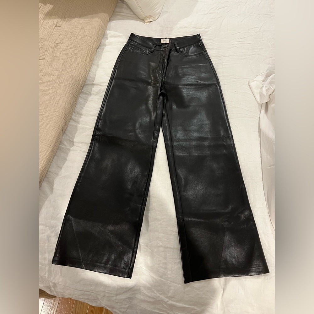 Aritzia Wilfred Leather Wide Leg Pants (worn once)
